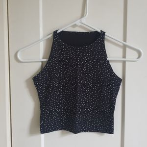 American Apparel sleeveless crop top polka dot black and white size xs